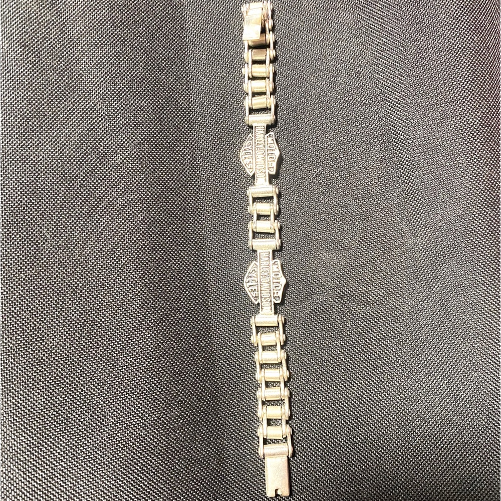 Harley Davidson silver chain, logo bracelet
